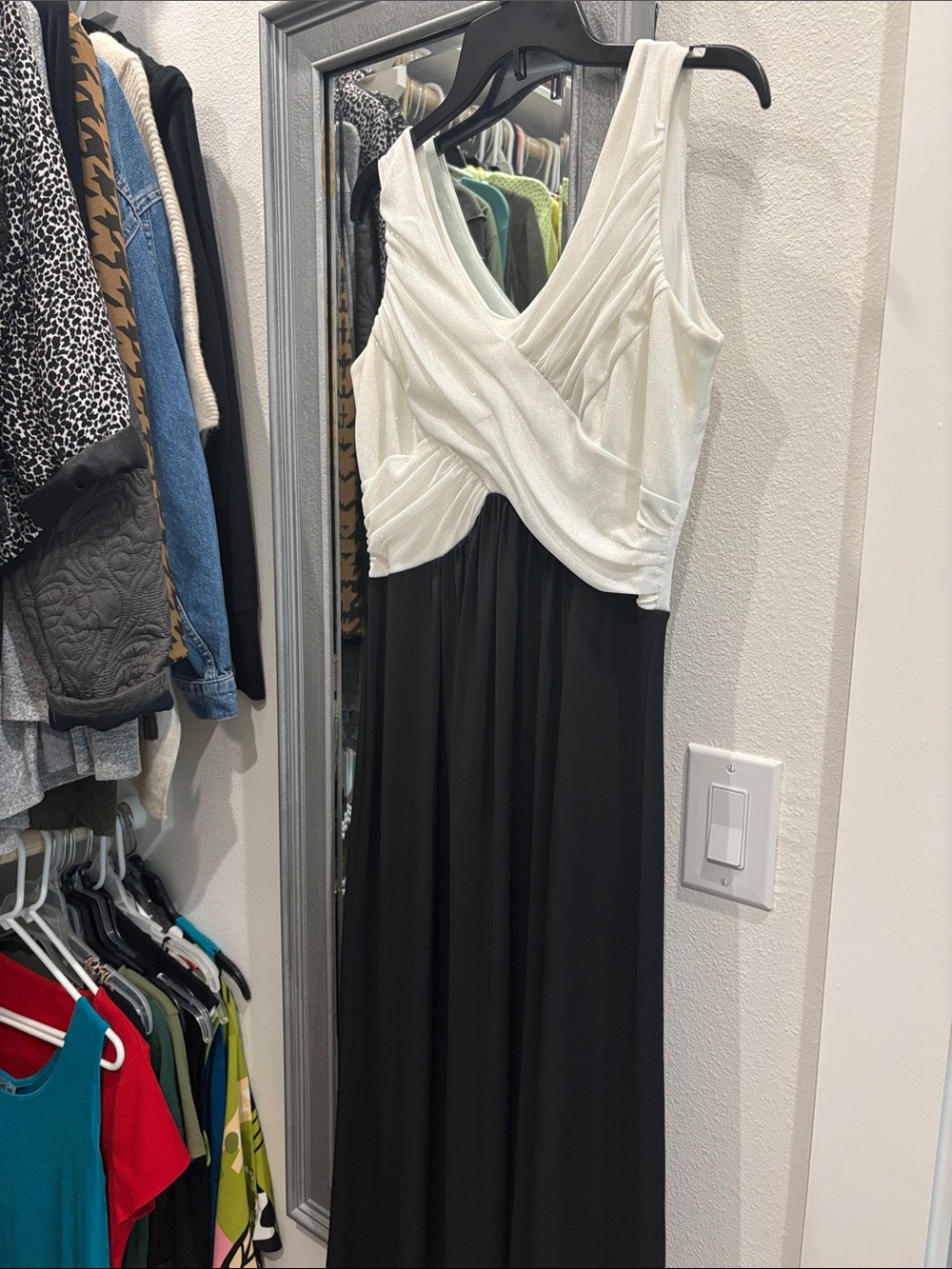 Enfocus Studio Two-Tone Black and White Maxi Dress